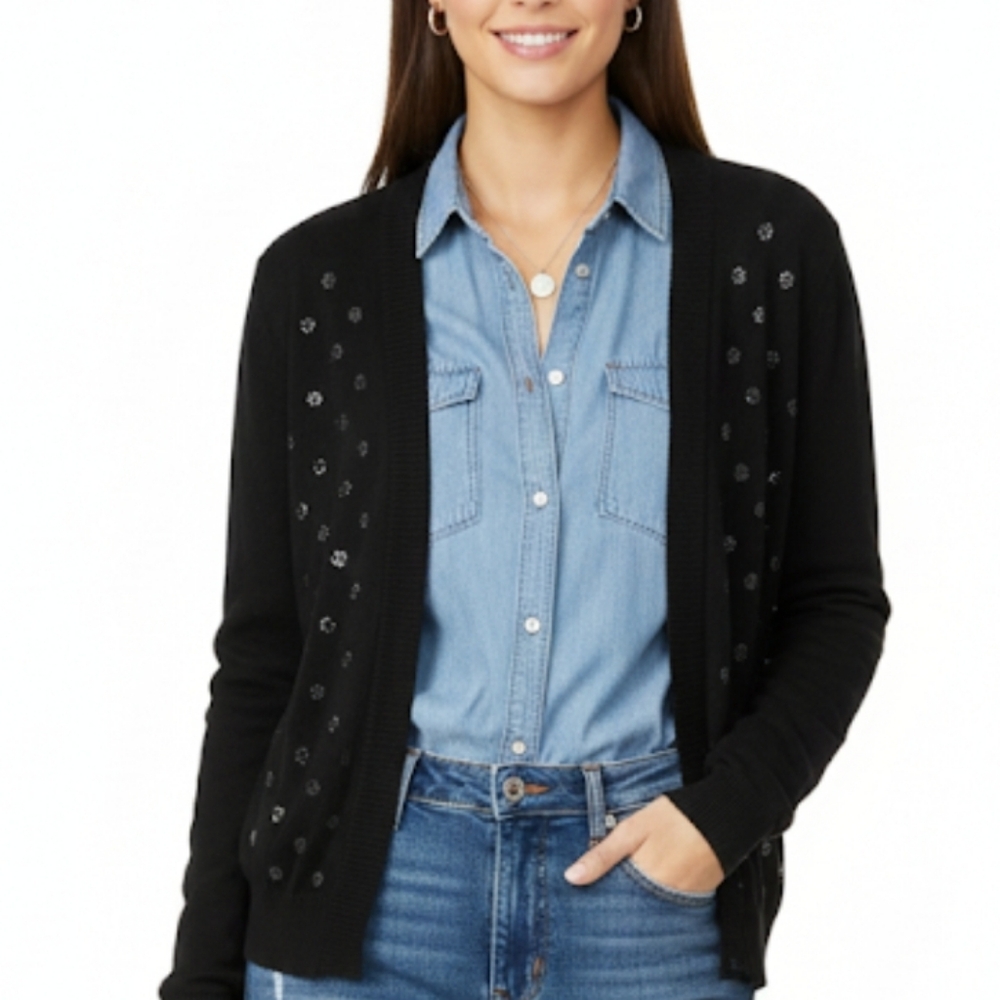 Torrid womens black button front cardigan sweater size 1